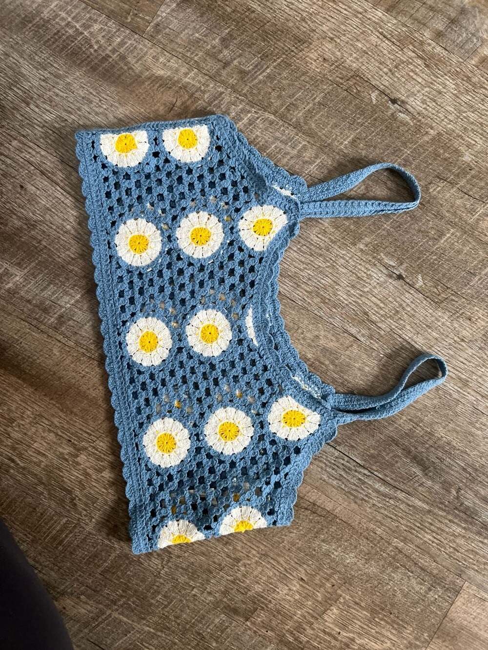 Handmaid Blue Crochet Daisy Crop Top